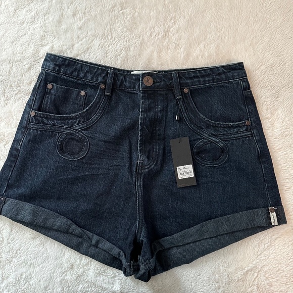 ONE TEASPOON FOX BLACK LE LOOP BANDITS HIGH WAIST DENIM SHORTS - Picture 5 of 7